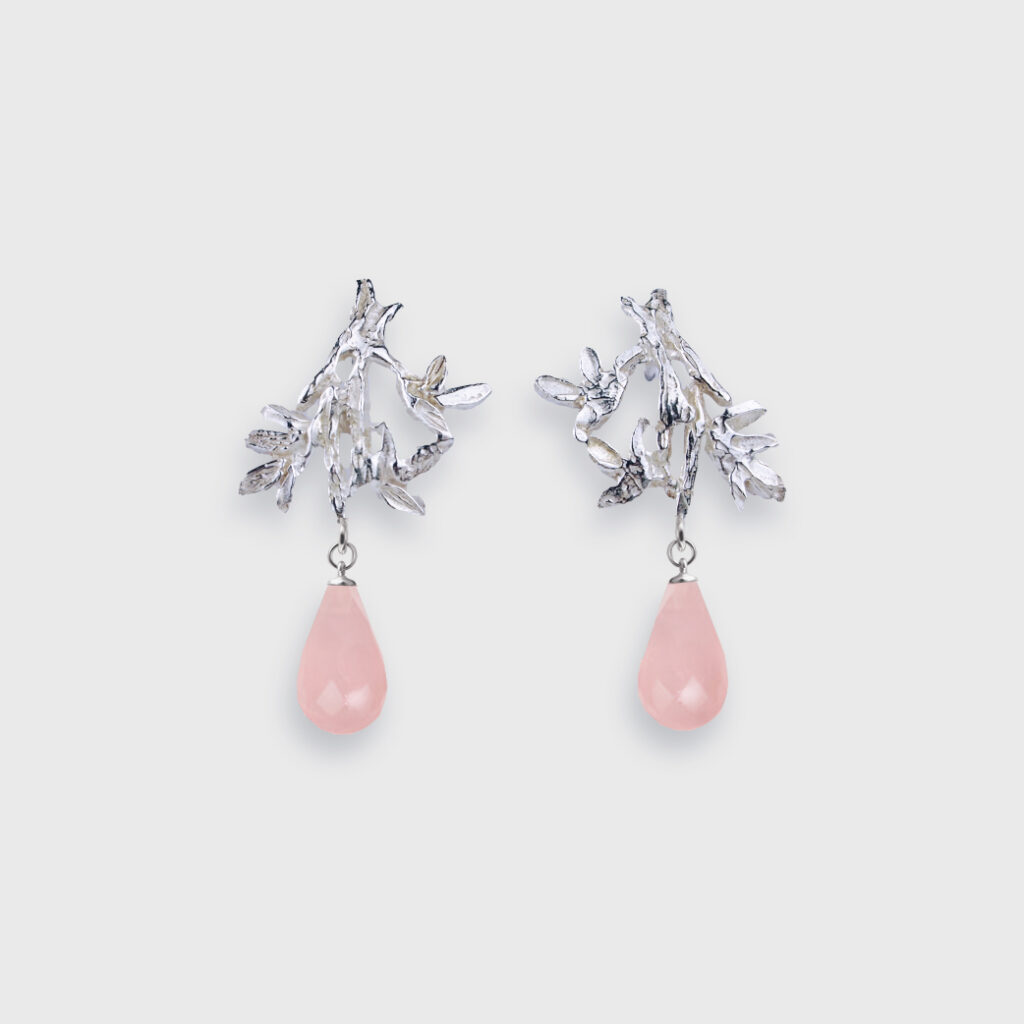 Earring Plume - Rose Quartz